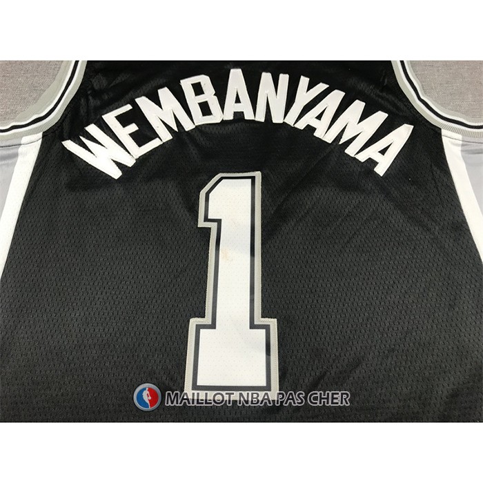 Maillot San Antonio Spurs Victor Wembanyama NO 1 Icon 2022-23 Noir